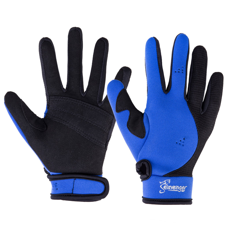 blue neoprene scuba diving gloves