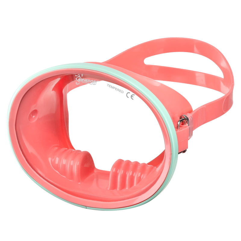 coral oval scuba diving mask with mint frame