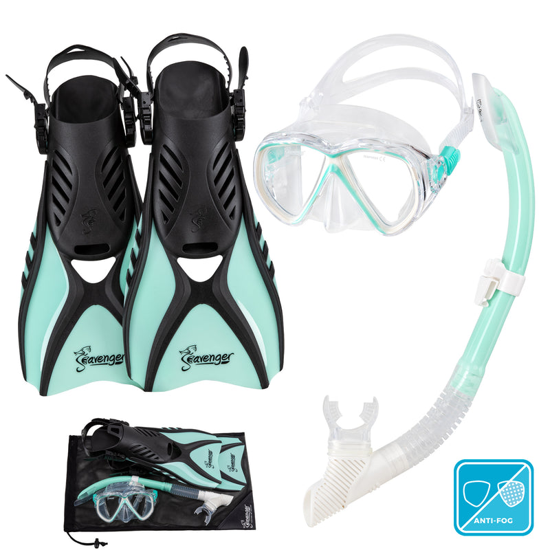 Seavenger Hanalei Anti-Fog 4-Piece Snorkeling Set in Mint 