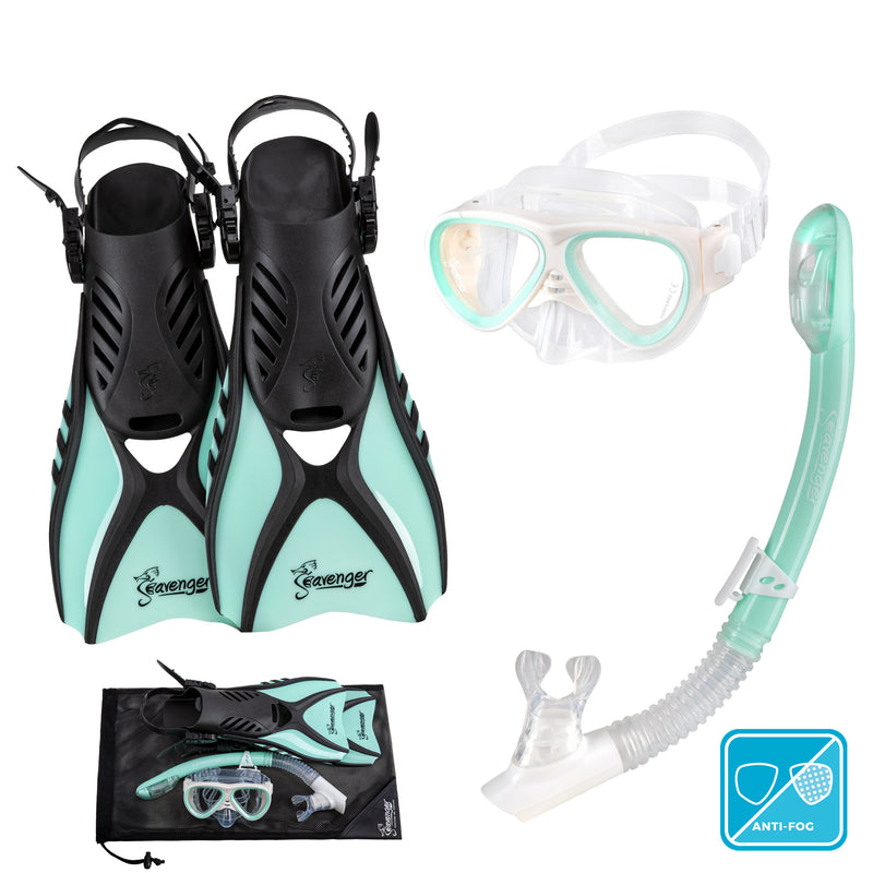 Seavenger Hanalei Anti-Fog 4-Piece Snorkeling Set for Juniors in Mint 