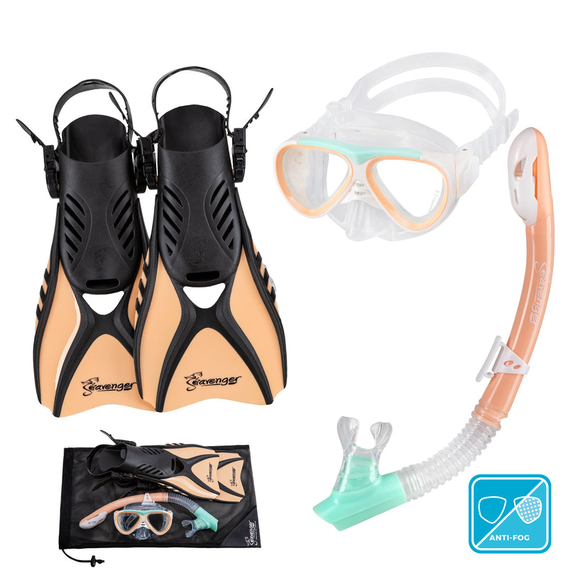 Seavenger Hanalei Anti-Fog 4-Piece Snorkeling Set for Juniors in Mint Cream