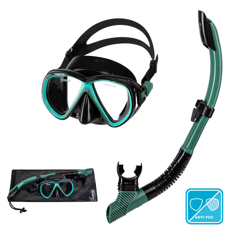 Seavenger Hanalei Snorkel and Anti-Fog Mask Set in Seafoam Green