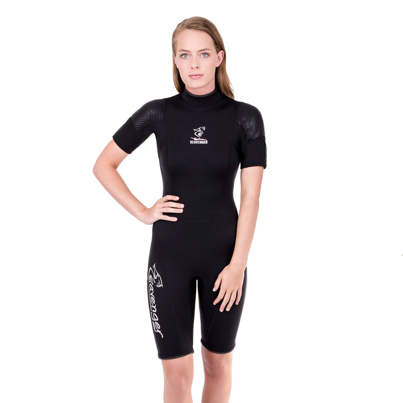 Black 3mm neoprene shorty wetsuit for women
