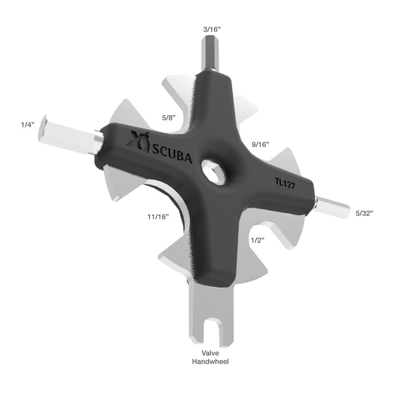 XS SCUBA Stainless Steel StarTool Compact Valve Handwheel Driver