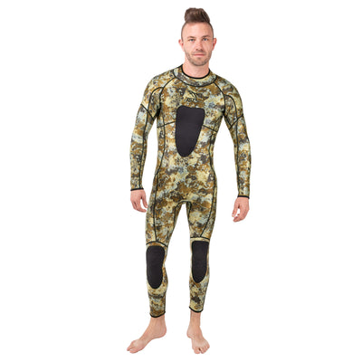 3mm camouflage wetsuit with rotex speargun chest pad for spearfishing and freediving