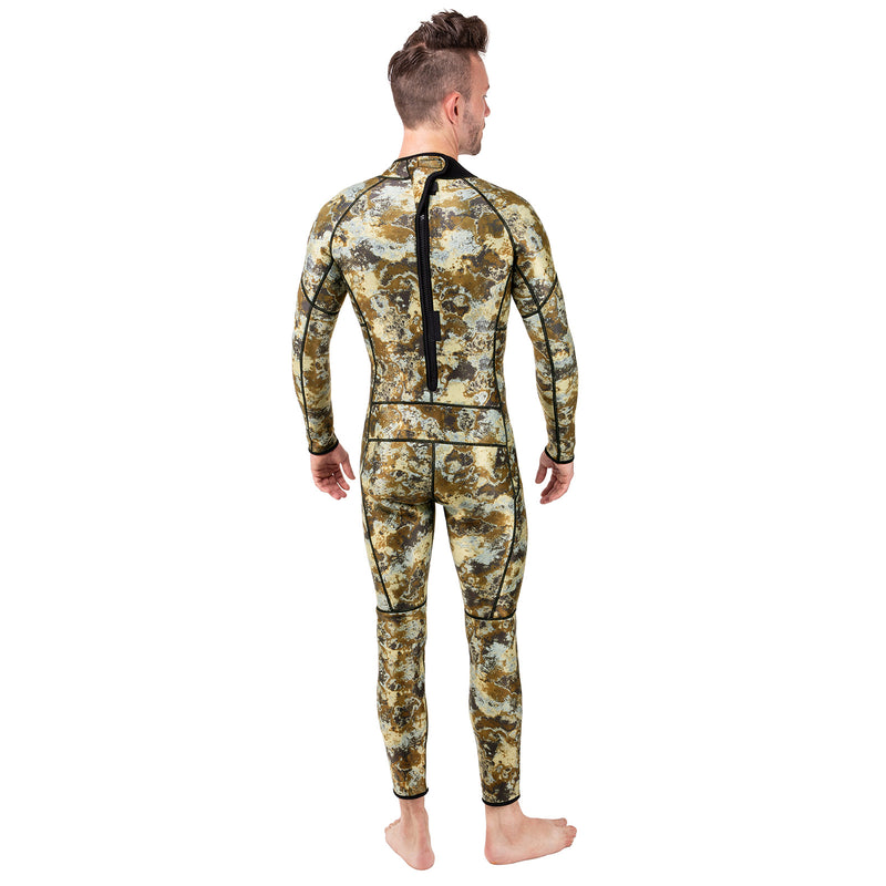 3mm camouflage wetsuit with rotex speargun chest pad for spearfishing and freediving