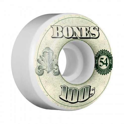 Bones Wheels Skateboard 100s OG Hard White Polyurethane 4 Pack 54x34mm