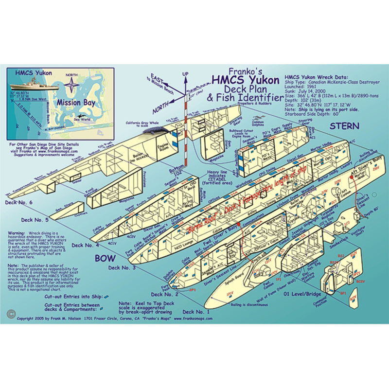 Franko Maps HMCS Yukon Dive Creature Guide 5.5 X 8.5 Inch