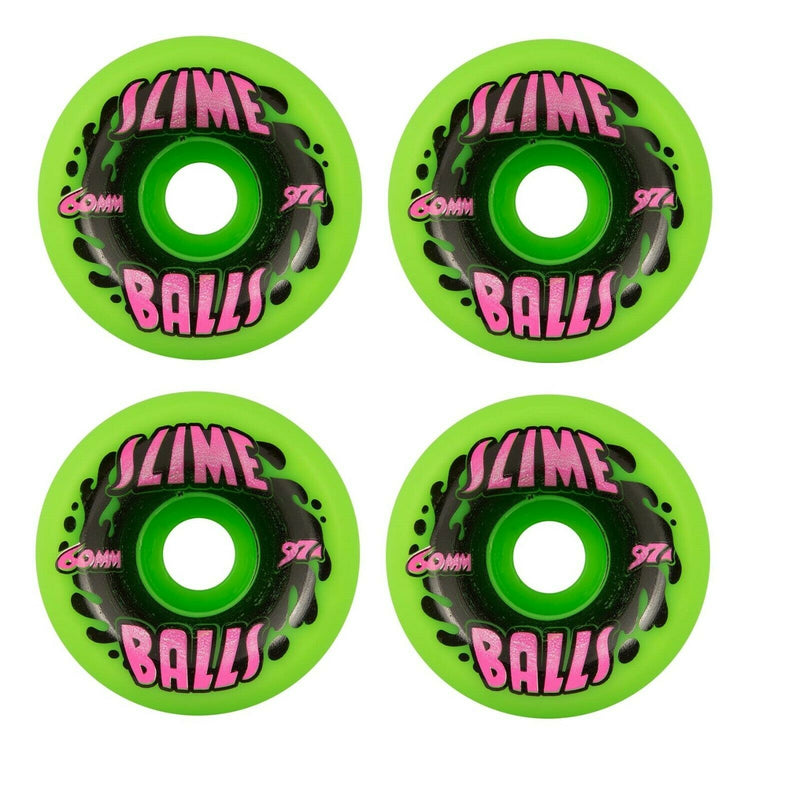 Santa Cruz Slime Balls 60mm 97A Splat Vomits Neon Green Skateboard Wheels