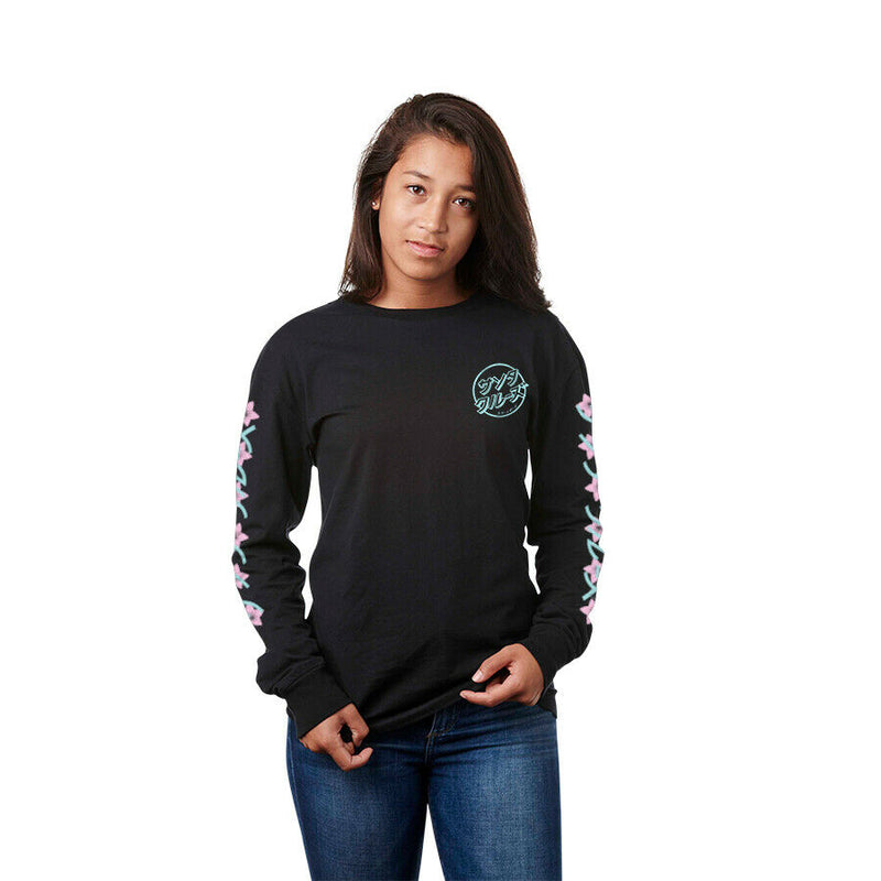 Santa Cruz Women's Japanese Blossom Relaxed Crew T-Shirt Black- Medium