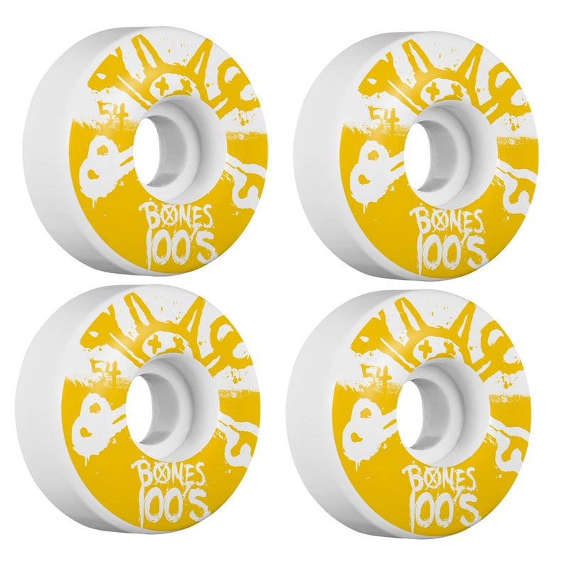 Bones 100's #10 54mm White Skateboard Wheels V4