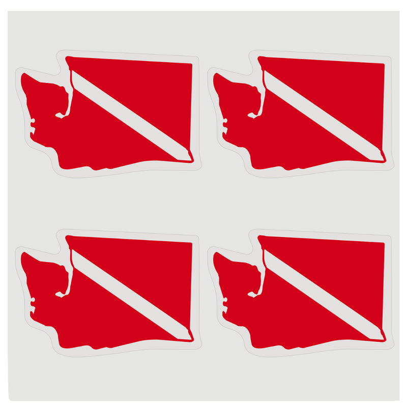 Sheet of Four Trident High Gloss Vinyl SCUBA Stickers, Washington