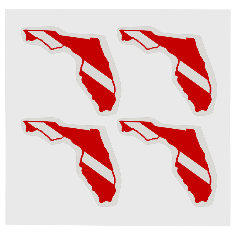 Sheet of Four Trident High Gloss Vinyl SCUBA Stickers, Florida