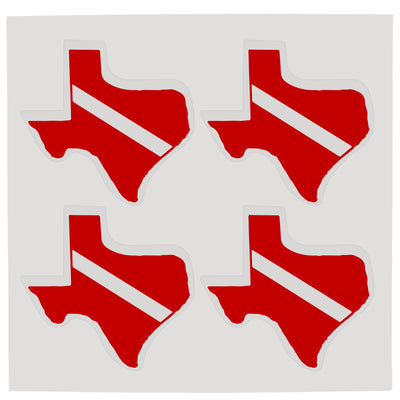 Sheet of Four Trident High Gloss Vinyl SCUBA Stickers, Texas