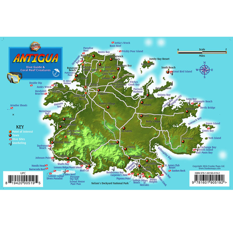Franko Maps Antigua Reef Dive Creature Guide 5.5 X 8.5 Inch