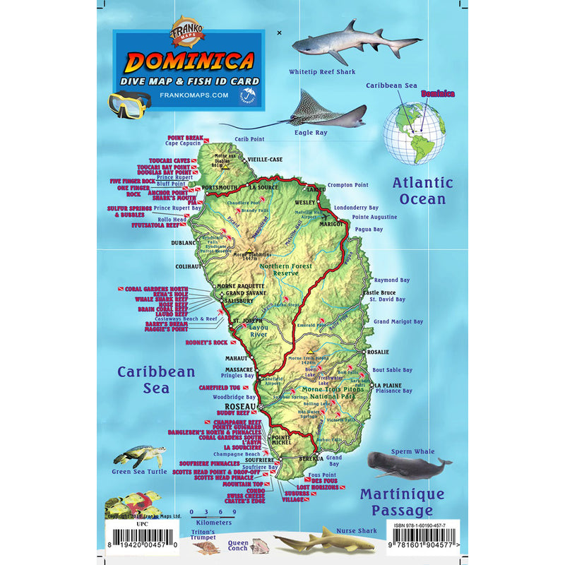 Franko Maps Dominica Coral Reef Dive Creature Guide 5.5 X 8.5 Inch