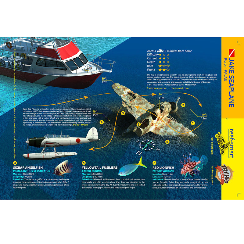 Franko Maps Jake Seaplane Dive Creature Guide 5.5 X 8.5 Inch