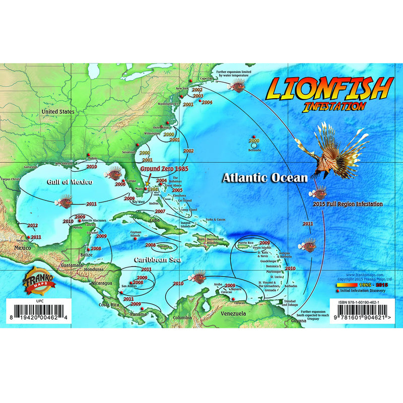 Franko Maps Lionfish Infestation Guide 5.5 X 8.5 Inch