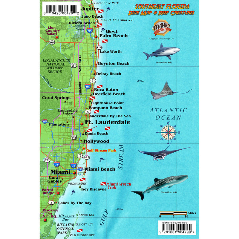 Franko Maps Southeast Florida Reef Dive Creature Guide 5.5 X 8.5 Inch