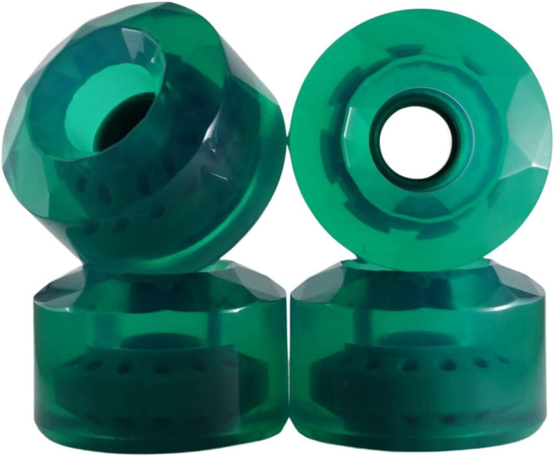 Rekon Diamond Cut High Rebound 70mm 83A Clear Green Wheels (Set of 4)