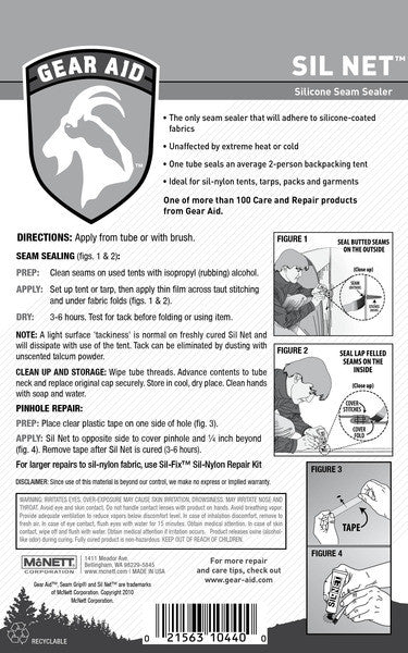 Gear Aid® Sil Net™ Silicone Seam Sealer for Waterproof Silnylon Seams