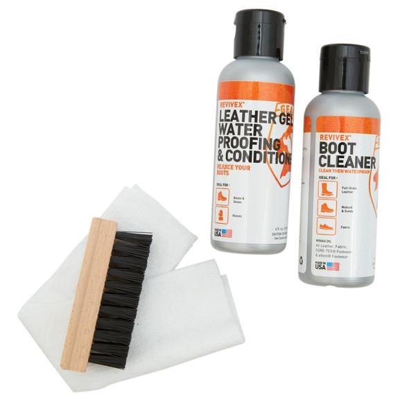 Gear Aid ReviveX Leather Boot Care Kit with Water Repellent, Cleaner, Brush and Cloth