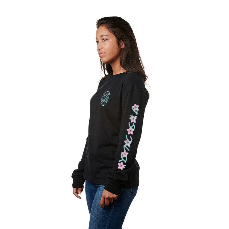 Santa Cruz Women's Japanese Blossom Relaxed Crew T-Shirt Black- Medium
