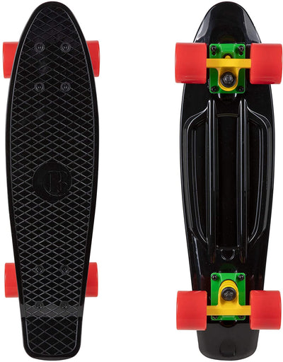 Rekon Complete 22" Mini Cruiser Plastic Skateboard (Black/Red/Yellow)