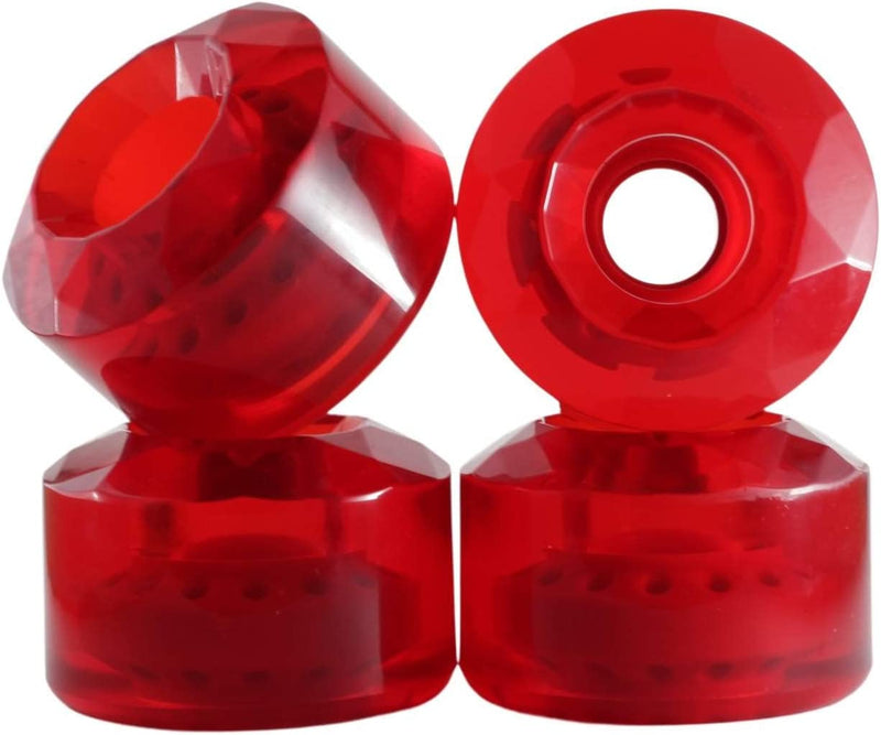 Rekon Diamond Cut High Rebound 70mm 83A Clear Red Wheels (Set of 4)