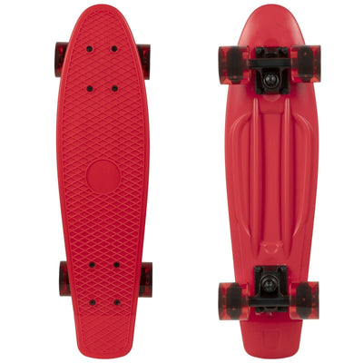 Rekon 22.5" Complete Mini Cruiser Plastic Skateboard (Red w/ LED Wheels)