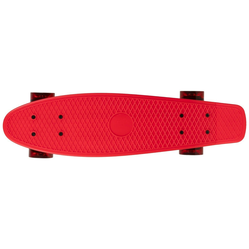 Rekon 22.5" Complete Mini Cruiser Plastic Skateboard (Red w/ LED Wheels)