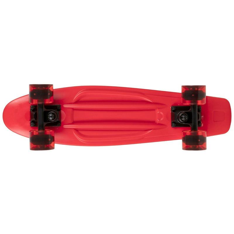 Rekon 22.5" Complete Mini Cruiser Plastic Skateboard (Red w/ LED Wheels)