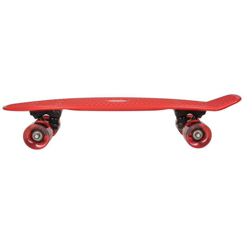 Rekon 22.5" Complete Mini Cruiser Plastic Skateboard (Red w/ LED Wheels)
