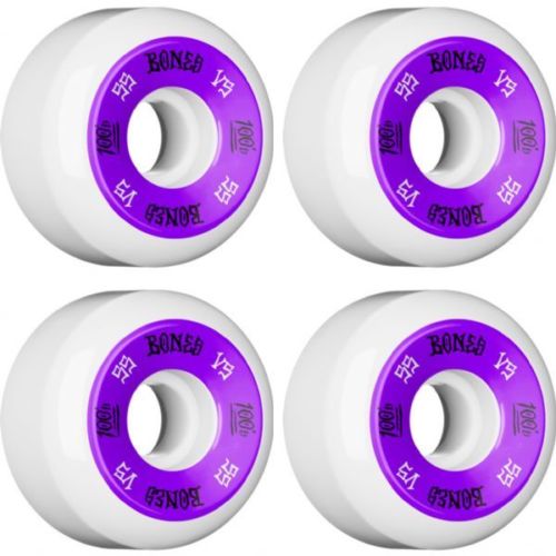 Bones 100'S 55X32 V5 Skateboard Wheel White/ Purple 100A- 4pk