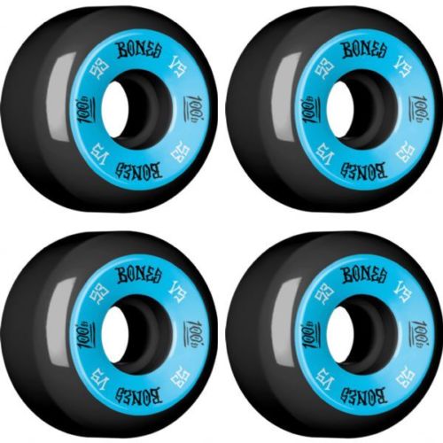 BONES 100'S 53x31 V5 Skateboard Wheel 100A Black/ Blue- 4PK