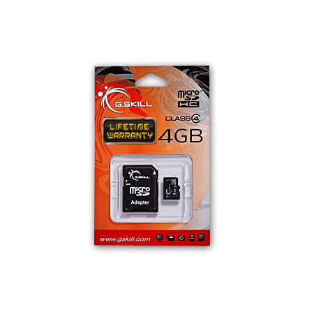G.SKILL 4GB Micro SDHC Flash Card w/ SD Adapter Model FF-TSDG4GA-C4