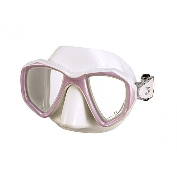 dual lens dive mask with tinted lenses for color correction pink