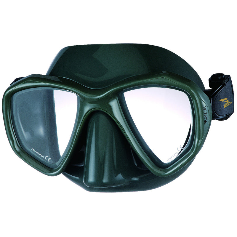 dual lens dive mask with tinted lenses for color correction in Green