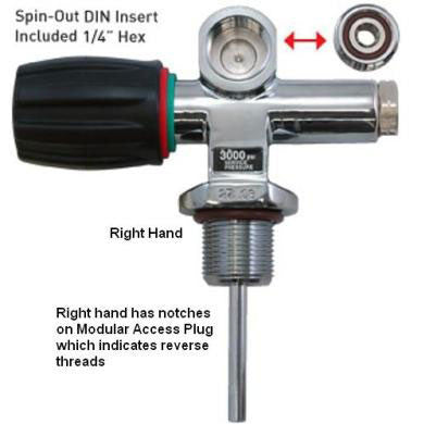 XS Scuba Valve DIN/Yoke Combo 3442 PSI with VI handwheel