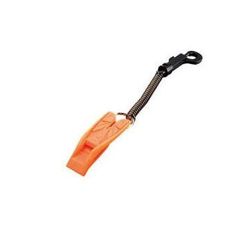 IST Split Fin Shaped Safety Whistle with Coiled Lanyard and Clip