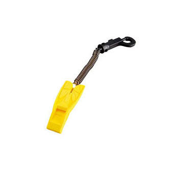 IST Split Fin Shaped Safety Whistle with Coiled Lanyard and Clip