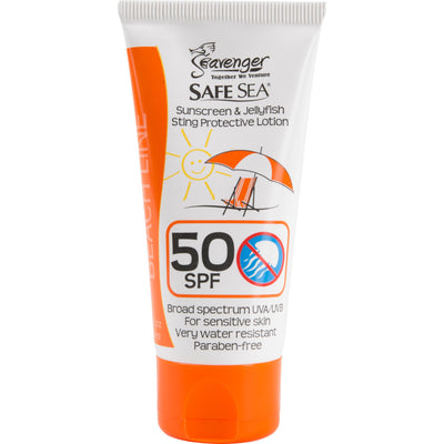 SafeSea® Jellyfish Sting Prevention Lotion with SPF 50 Sunblock, 2oz Tube