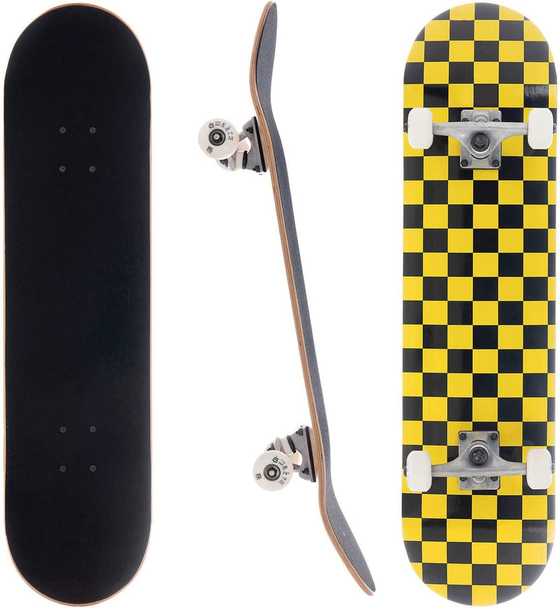 Awaken 8'' Complete Skateboard-Yellow Checkerboard